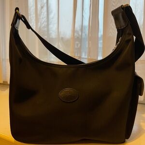 Longchamp Le Pliage Black Nylon Medium Shoulder Bag Made in France